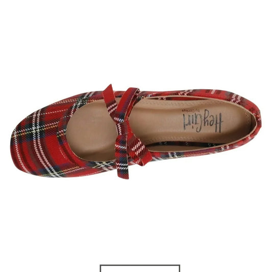 Corkys Red Plaid Tartan Layover Ballet Flats