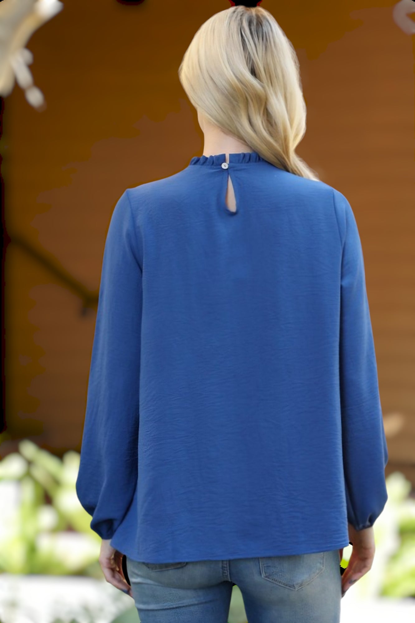 Effortless Elegance Long Sleeve Blouse Vintage Blue