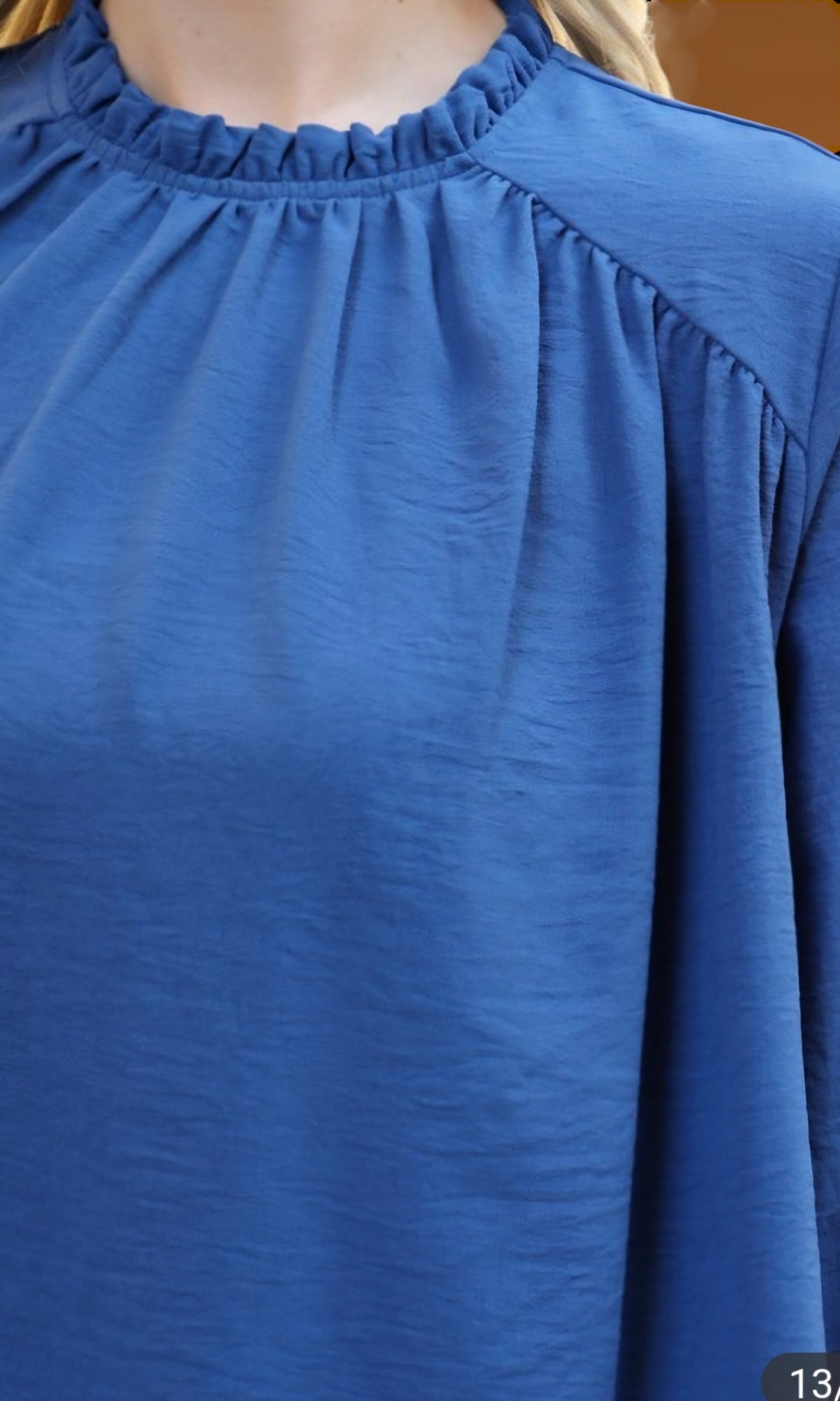 Effortless Elegance Long Sleeve Blouse Vintage Blue