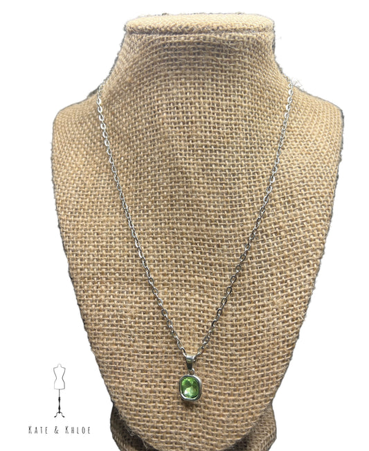 Peridot Square Pendant Necklace