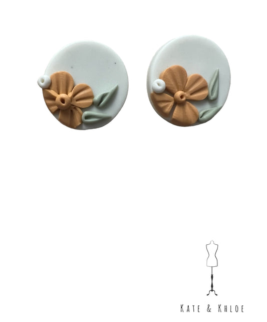3D Clay Polymer Floral Studs