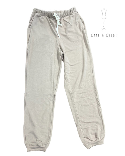 French Terry Drawstring Joggers in Ash Mocha