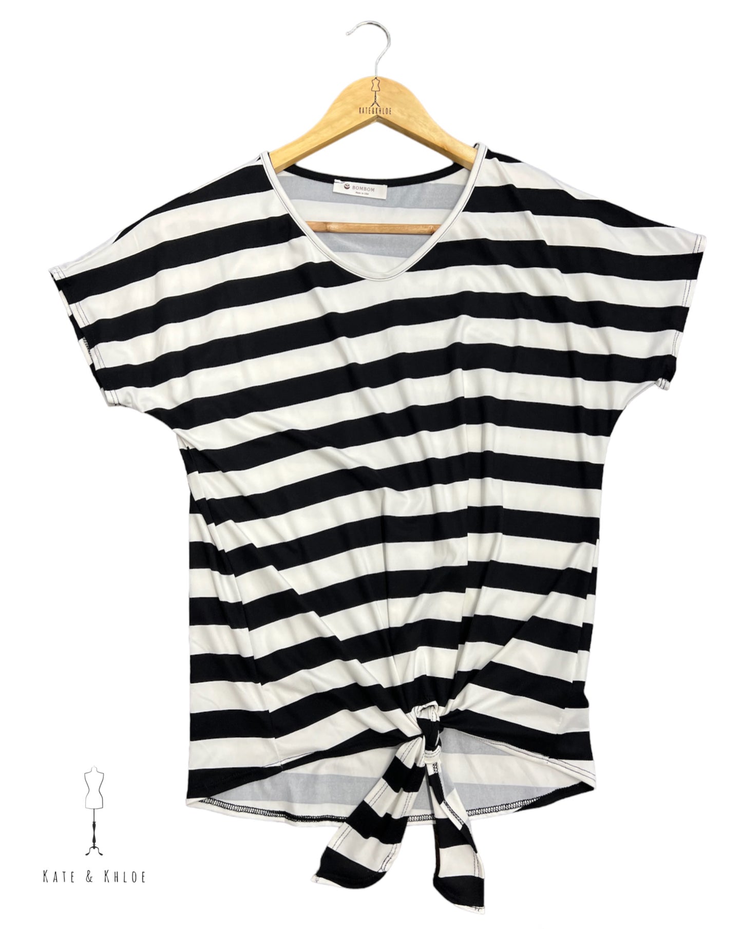 Striped Front Knot Top