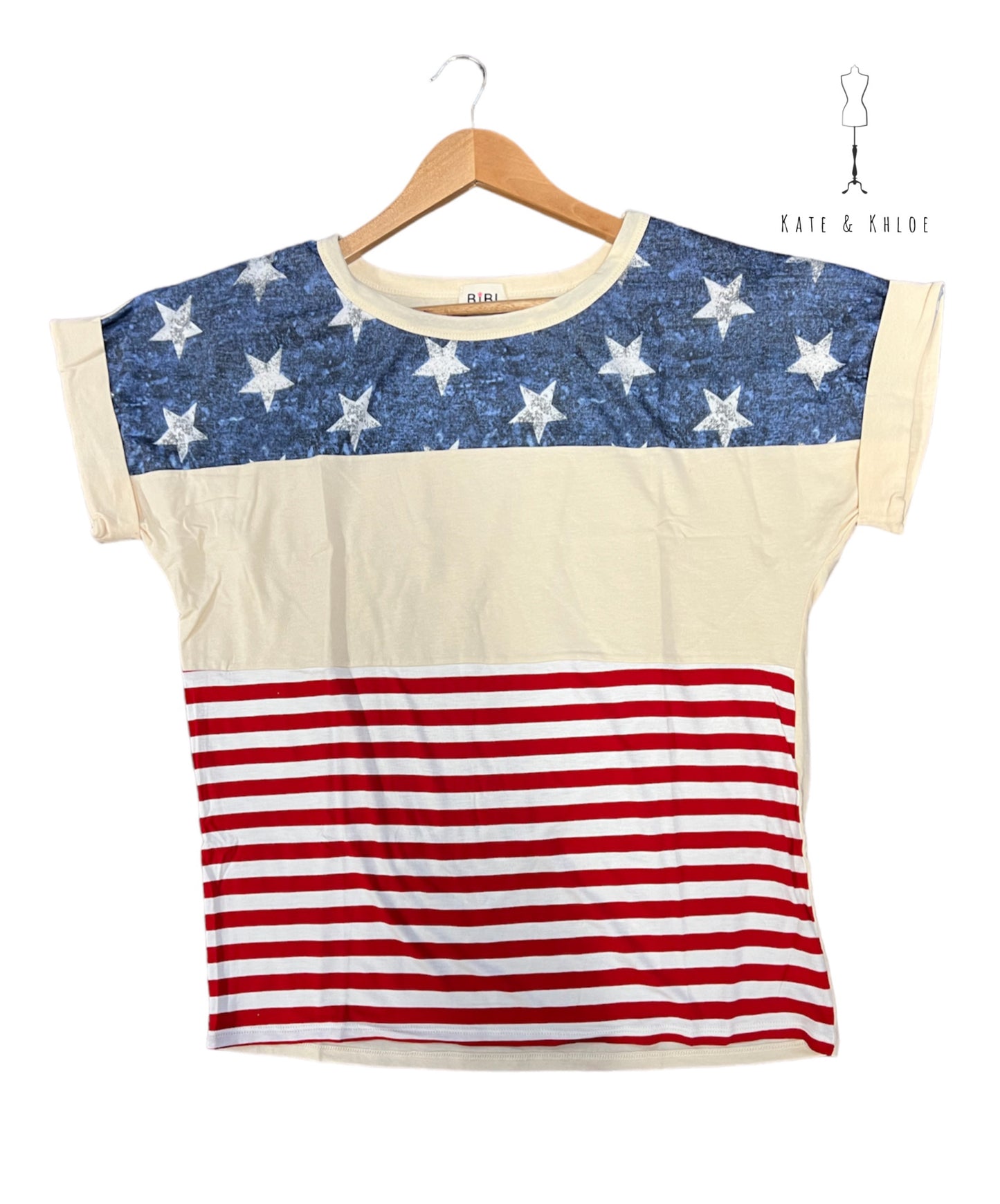 Freedom Star Banded Sleeve Top