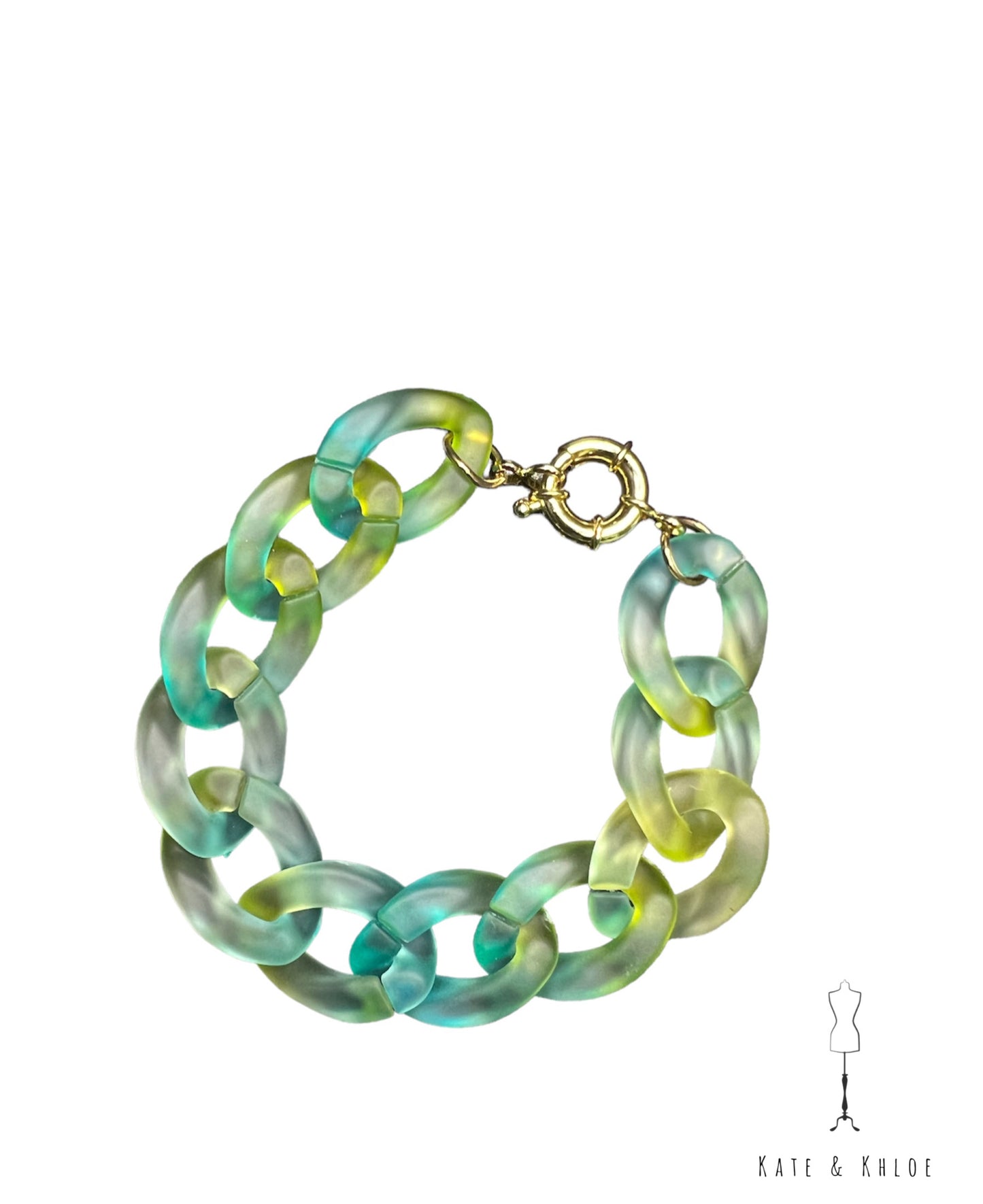 Shades of Green Acrylic Chain Bracelet