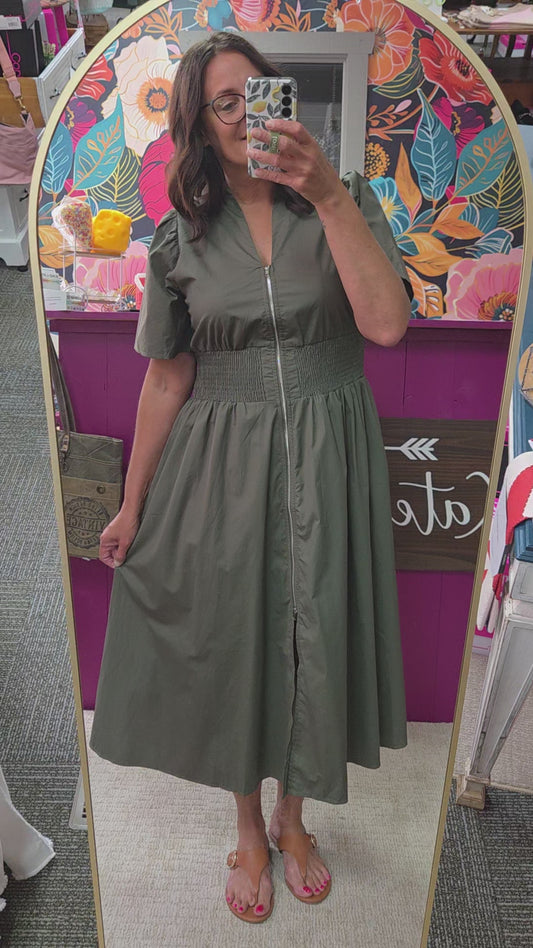Luxe Olive Midi Dress