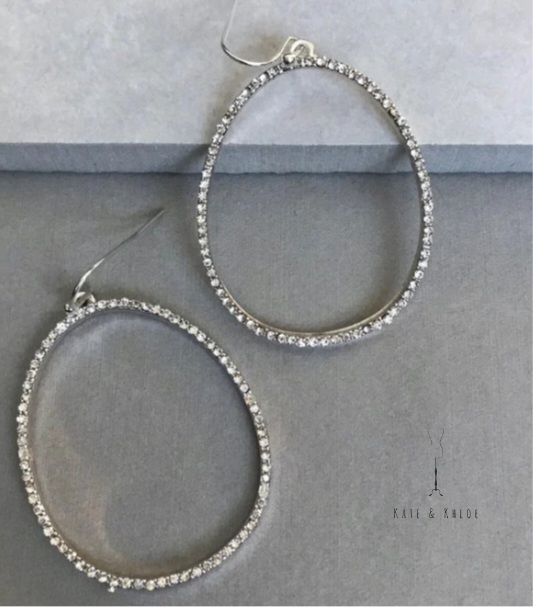Crystal Teardrop Earrings - Silver