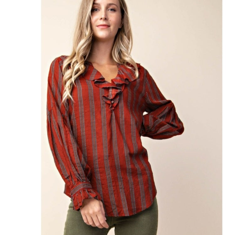 Brick Vertical Strip blouse