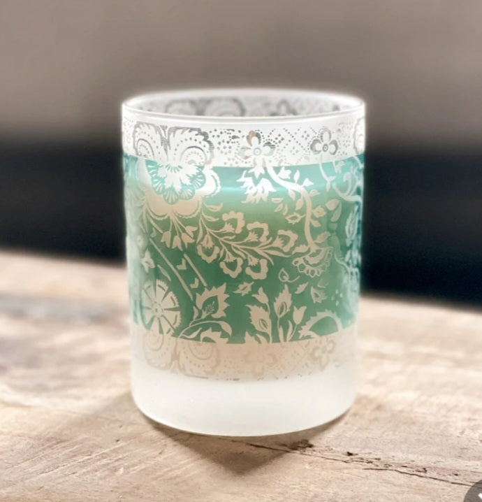 Sapphire Frosted Summer Lime Candle & Cocktail Glass