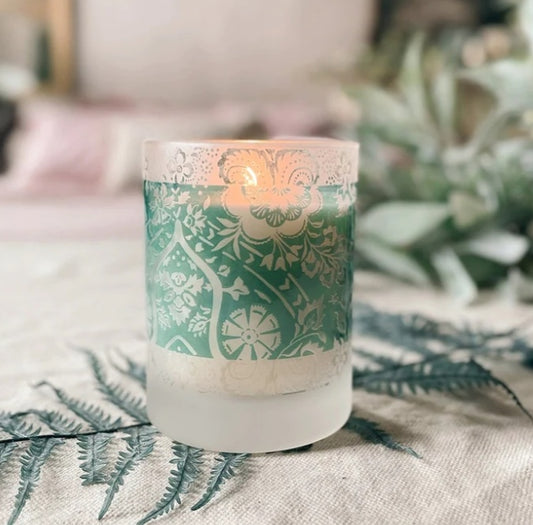 Sapphire Frosted Summer Lime Candle & Cocktail Glass