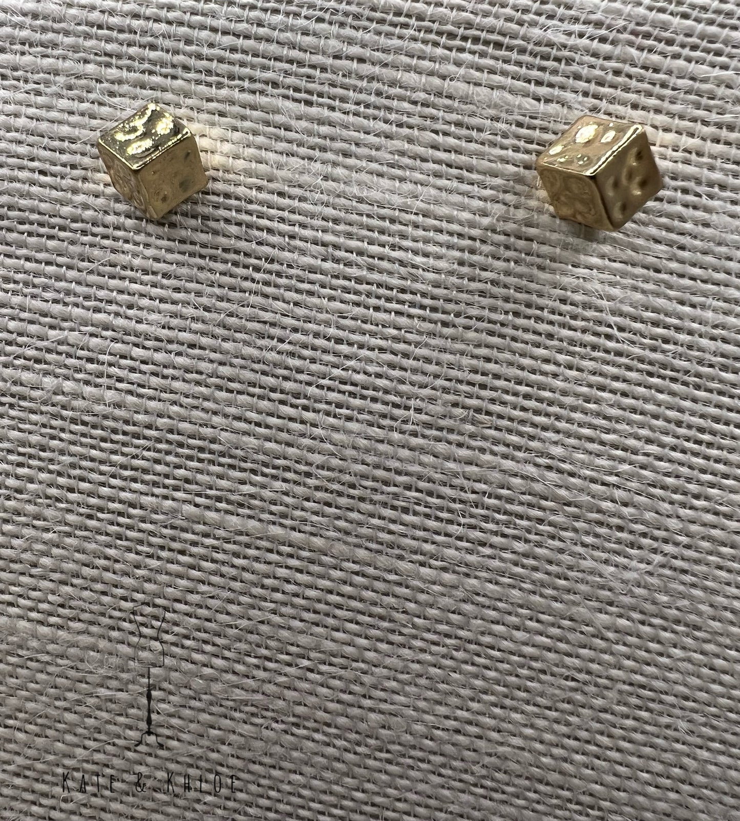 Hammered Gold Cube Studs